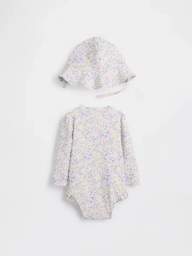 Conjunto de natación con camiseta de protección floral para bebé