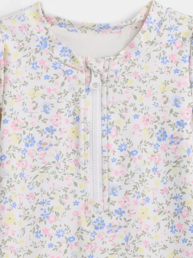 Conjunto de natación con camiseta de protección floral para bebé