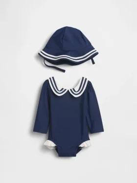 Conjunto de natación con camiseta protectora estilo marinero para bebé