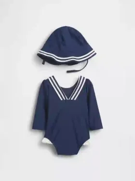 Conjunto de natación con camiseta protectora estilo marinero para bebé