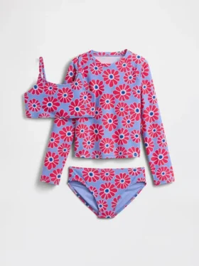 Conjunto de natación de tres piezas con camiseta protectora para niños