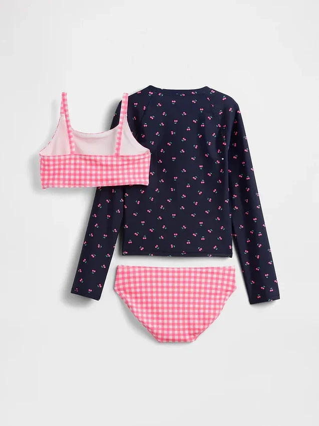 Conjunto de natación de tres piezas con camiseta protectora para niños