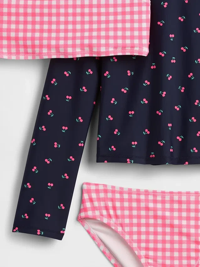 Conjunto de natación de tres piezas con camiseta protectora para niños