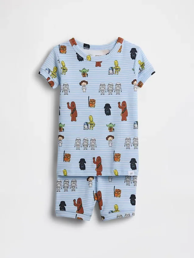 Conjunto de pantalones cortos de pijama de algodón orgánico cepillado de Star Wars para Bebé y Niño