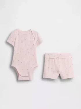 Conjunto de pantalones cortos y body «Grow-With-Me» de Tinyrib para bebé