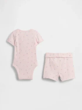 Conjunto de pantalones cortos y body «Grow-With-Me» de Tinyrib para bebé