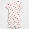 Conjunto de pijama corto de algodón orgánico cepillado con estampado de fresas para Bebé y Niño