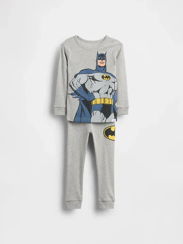 Conjunto de pijama de algodón cepillado orgánico de Batman para bebés y niños
