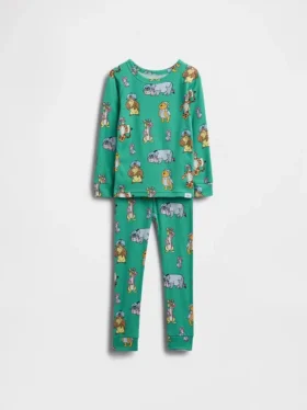 Conjunto de pijama de algodón cepillado orgánico de Winnie the Pooh para bebés y niños