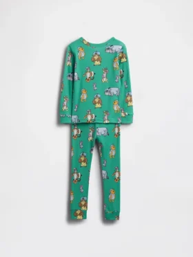 Conjunto de pijama de algodón cepillado orgánico de Winnie the Pooh para bebés y niños