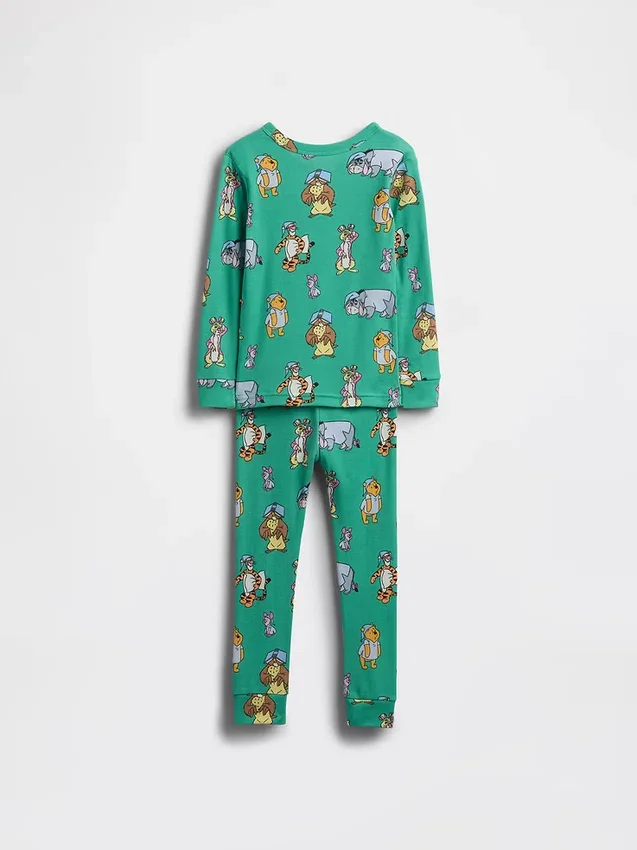 Conjunto de pijama de algodón cepillado orgánico de Winnie the Pooh para bebés y niños