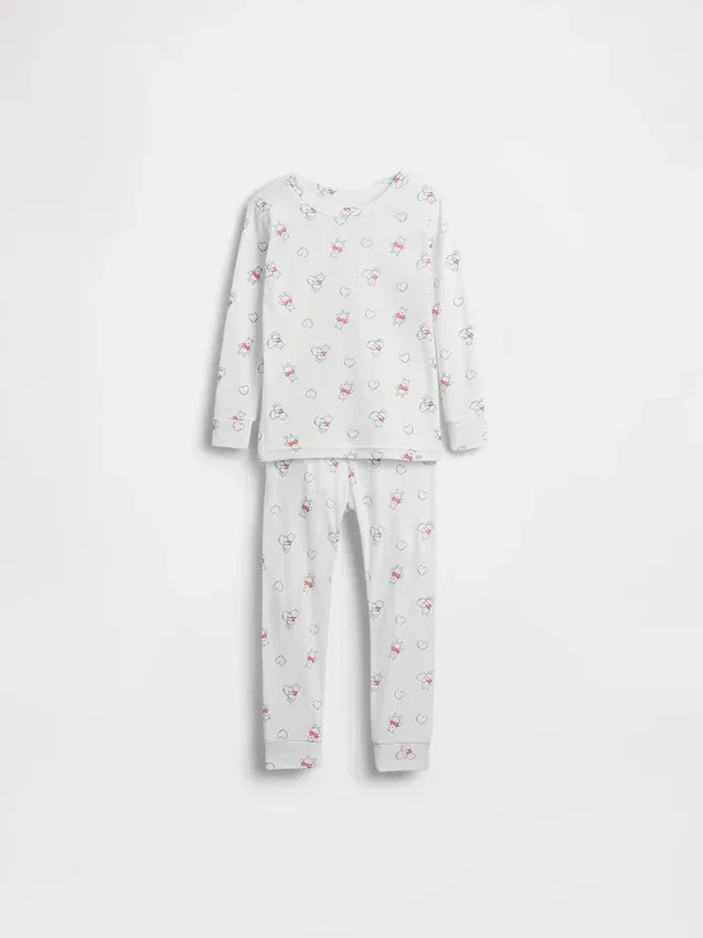 Conjunto de pijama de algodón cepillado orgánico de Winnie the Pooh para bebés y niños