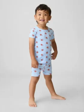 Conjunto de pijama de algodón orgánico cepillado Brannan Bear para bebés y niños pequeños en pantalones cortos
