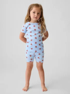 Conjunto de pijama de algodón orgánico cepillado Brannan Bear para bebés y niños pequeños en pantalones cortos