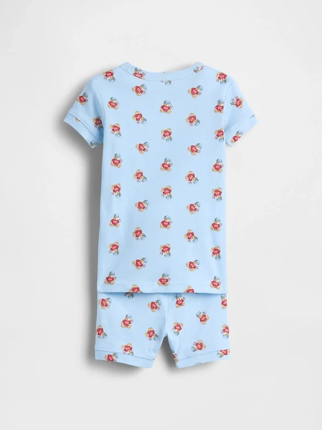 Conjunto de pijama de algodón orgánico cepillado Brannan Bear para bebés y niños pequeños en pantalones cortos