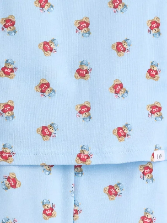 Conjunto de pijama de algodón orgánico cepillado Brannan Bear para bebés y niños pequeños en pantalones cortos