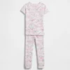 Conjunto de pijama de algodón orgánico cepillado con estampado de dinosaurios para bebés y niños