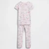 Conjunto de pijama de algodón orgánico cepillado con estampado de dinosaurios para bebés y niños