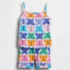 Conjunto de pijama de algodón orgánico cepillado con estampado de mariposas para Bebé y Niño (camiseta sin mangas y pantalones cortos)