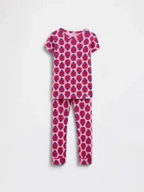 Conjunto de pijama de algodón orgánico cepillado con estampado de mariquitas para bebés y niños pequeños
