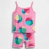 Conjunto de pijama de algodón orgánico cepillado con estampado de pelotas de playa para Bebé y Niño (camiseta sin mangas y pantalones cortos)