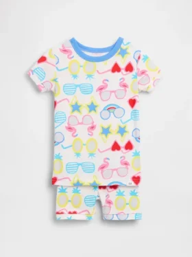 Conjunto de pijama de algodón orgánico cepillado con gafas de sol para Bebé y Niño
