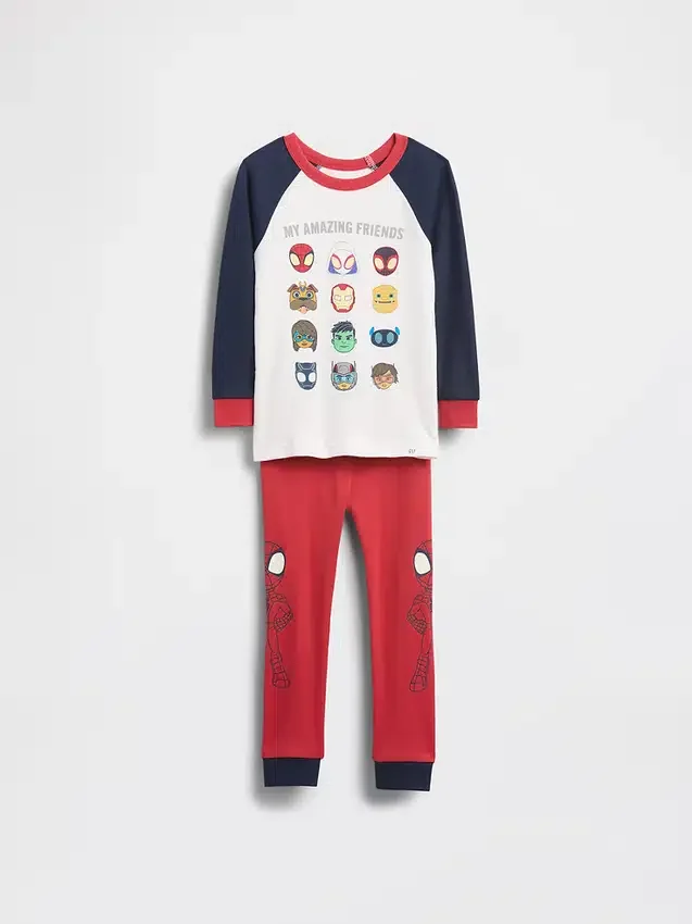 Conjunto de pijama de algodón orgánico cepillado de Marvel para Bebé y Niño