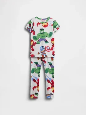 Conjunto de pijama de algodón orgánico cepillado de Marvel para Bebé y Niño