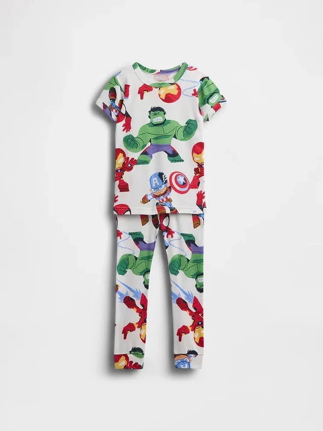 Conjunto de pijama de algodón orgánico cepillado de Marvel para Bebé y Niño