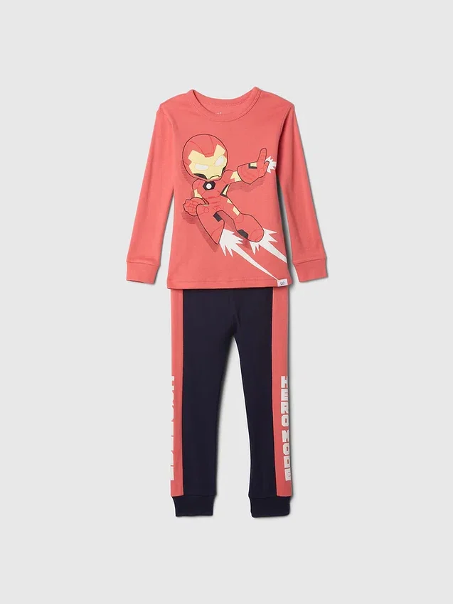 Conjunto de pijama de algodón orgánico cepillado de Marvel para Bebé y Niño