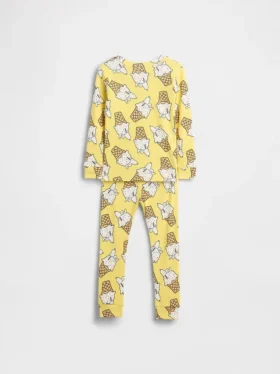 Conjunto de pijama de algodón orgánico cepillado de Snoopy para bebés y niños