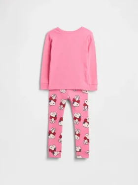 Conjunto de pijama de algodón orgánico cepillado de Snoopy para bebés y niños