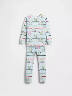 Conjunto de pijama de algodón orgánico cepillado de Snoopy para bebés y niños