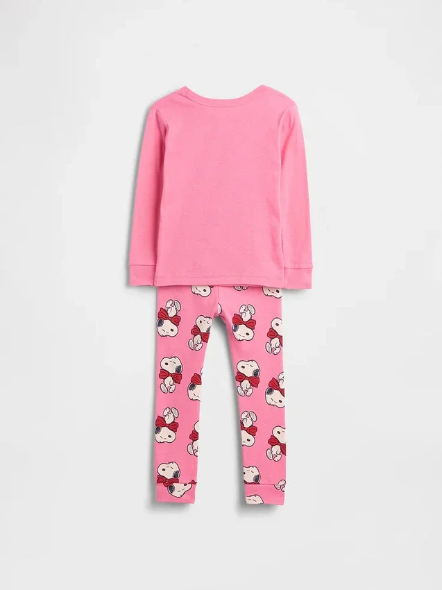 Conjunto de pijama de algodón orgánico cepillado de Snoopy para bebés y niños