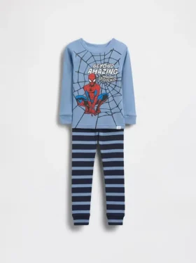 Conjunto de pijama de algodón orgánico cepillado de Spider-Man para bebés y niños