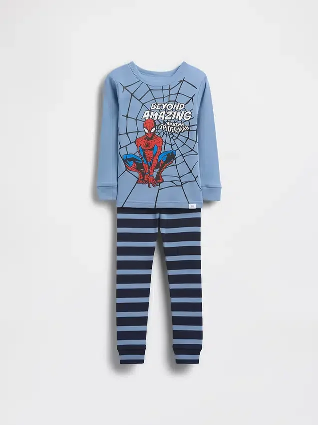 Conjunto de pijama de algodón orgánico cepillado de Spider-Man para bebés y niños