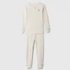 Conjunto de pijama de algodón orgánico cepillado estilo Henley para bebés y niños