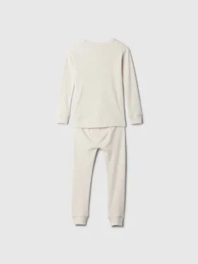 Conjunto de pijama de algodón orgánico cepillado estilo Henley para bebés y niños