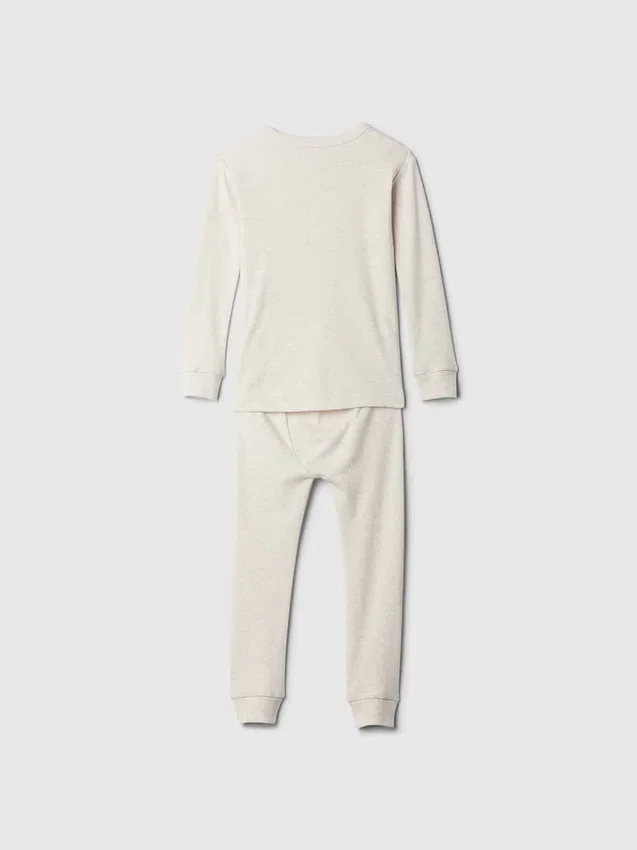 Conjunto de pijama de algodón orgánico cepillado estilo Henley para bebés y niños