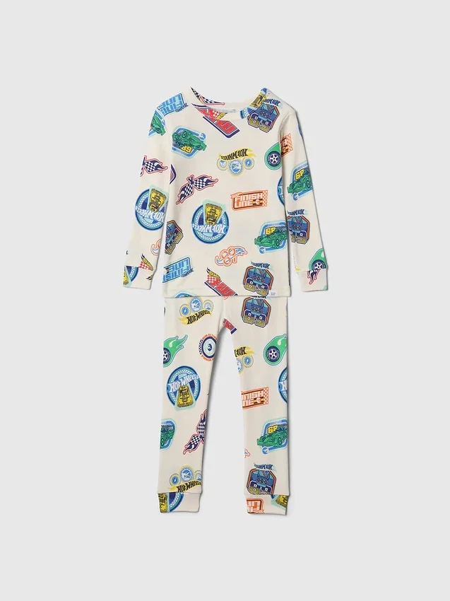 Conjunto de pijama de algodón orgánico cepillado Hot Wheels para bebés y niños