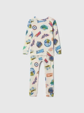 Conjunto de pijama de algodón orgánico cepillado Hot Wheels para bebés y niños
