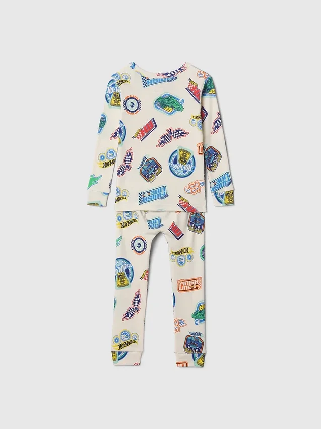 Conjunto de pijama de algodón orgánico cepillado Hot Wheels para bebés y niños