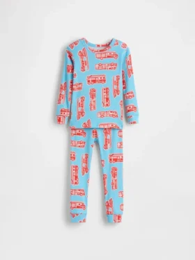 Conjunto de pijama de algodón orgánico cepillado para bebés y niños