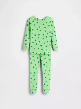 Conjunto de pijama de algodón orgánico cepillado para bebés y niños