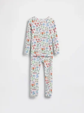 Conjunto de pijama de algodón orgánico cepillado para bebés y niños