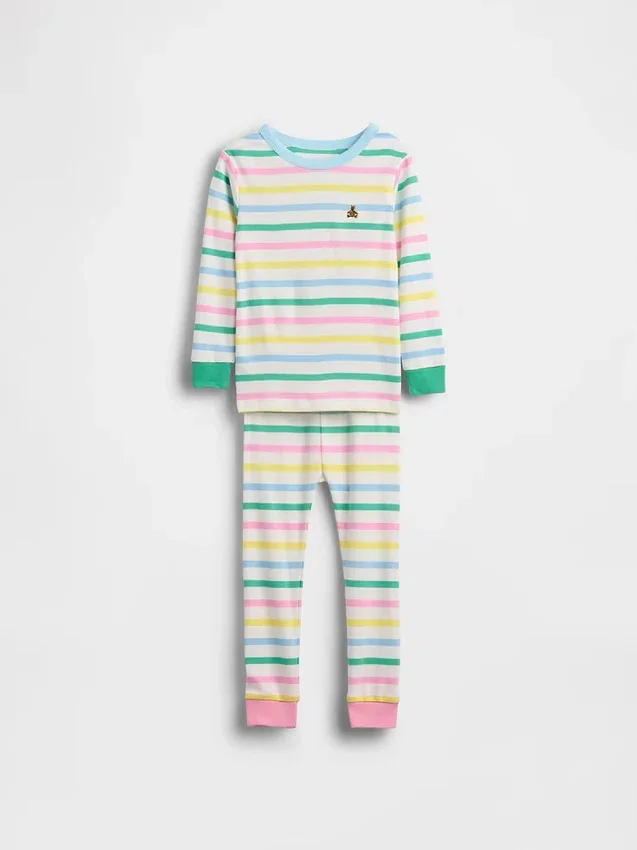 Conjunto de pijama de algodón orgánico cepillado para bebés y niños
