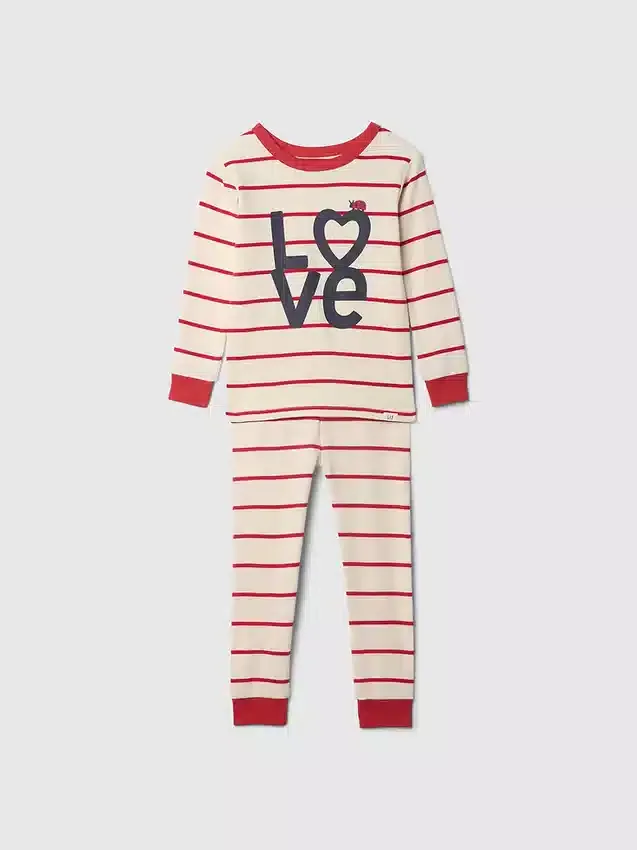 Conjunto de pijama de algodón orgánico cepillado para bebés y niños