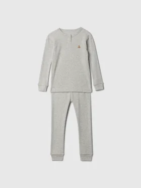 Conjunto de pijama de algodón orgánico cepillado para bebés y niños