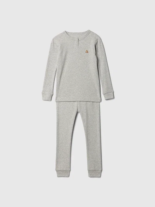 Conjunto de pijama de algodón orgánico cepillado para bebés y niños
