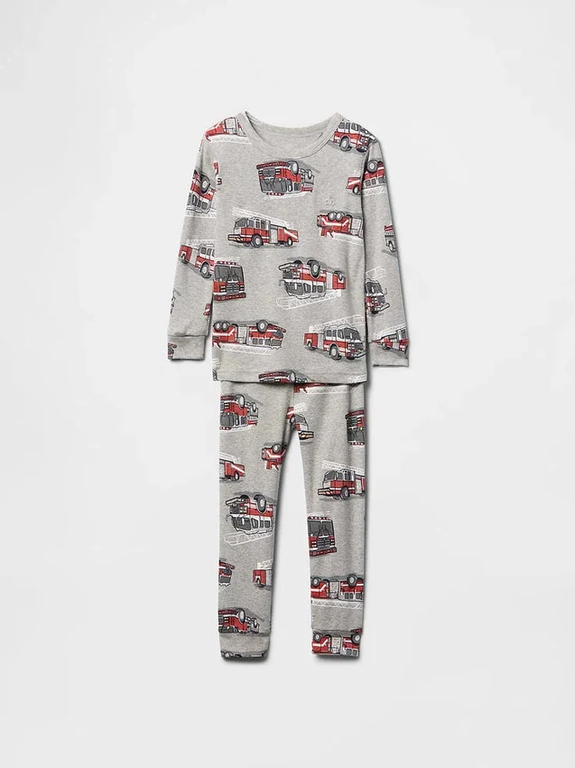 Conjunto de pijama de algodón orgánico cepillado para bebés y niños